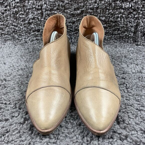 Free People Royale Flat In Taupe Size 7.5-8 D’orsay Leather Booties Boho Neutral - Picture 6 of 8